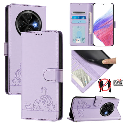 Cat Rat Embossed Pattern RFID Leather Phone Case with Lanyard, For Tecno Camon 50 Pro 4G, For Tecno Camon 50 4G, For Tecno Spark Slim 5G, For Tecno Camon 40 Premier, For Tecno Spark 30C 5G / Pop 9 5G, For Tecno Spark 30 5G                              ...