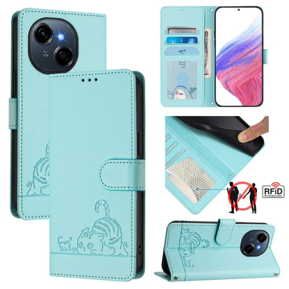 Cat Rat Embossed Pattern RFID Leather Phone Case with Lanyard, For Tecno Camon 50 Pro 4G, For Tecno Camon 50 4G, For Tecno Spark Slim 5G, For Tecno Camon 40 Premier, For Tecno Spark 30C 5G / Pop 9 5G, For Tecno Spark 30 5G                              ...
