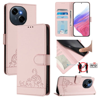 Cat Rat Embossed Pattern RFID Leather Phone Case with Lanyard, For Tecno Camon 50 Pro 4G, For Tecno Camon 50 4G, For Tecno Spark Slim 5G, For Tecno Camon 40 Premier, For Tecno Spark 30C 5G / Pop 9 5G, For Tecno Spark 30 5G                              ...