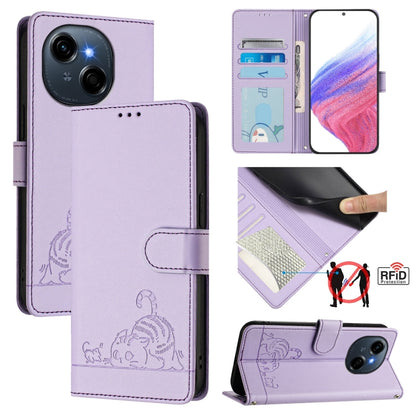 Cat Rat Embossed Pattern RFID Leather Phone Case with Lanyard, For Tecno Camon 50 Pro 4G, For Tecno Camon 50 4G, For Tecno Spark Slim 5G, For Tecno Camon 40 Premier, For Tecno Spark 30C 5G / Pop 9 5G, For Tecno Spark 30 5G                              ...