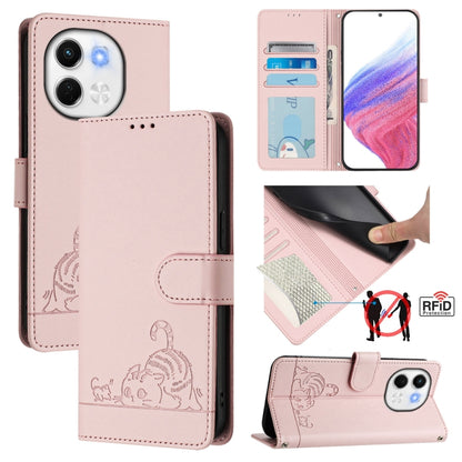 Cat Rat Embossed Pattern RFID Leather Phone Case with Lanyard, For Tecno Camon 50 Pro 4G, For Tecno Camon 50 4G, For Tecno Spark Slim 5G, For Tecno Camon 40 Premier, For Tecno Spark 30C 5G / Pop 9 5G, For Tecno Spark 30 5G                              ...