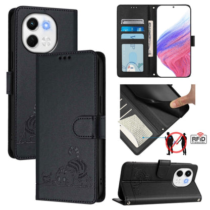 Cat Rat Embossed Pattern RFID Leather Phone Case with Lanyard, For Tecno Camon 50 Pro 4G, For Tecno Camon 50 4G, For Tecno Spark Slim 5G, For Tecno Camon 40 Premier, For Tecno Spark 30C 5G / Pop 9 5G, For Tecno Spark 30 5G                              ...