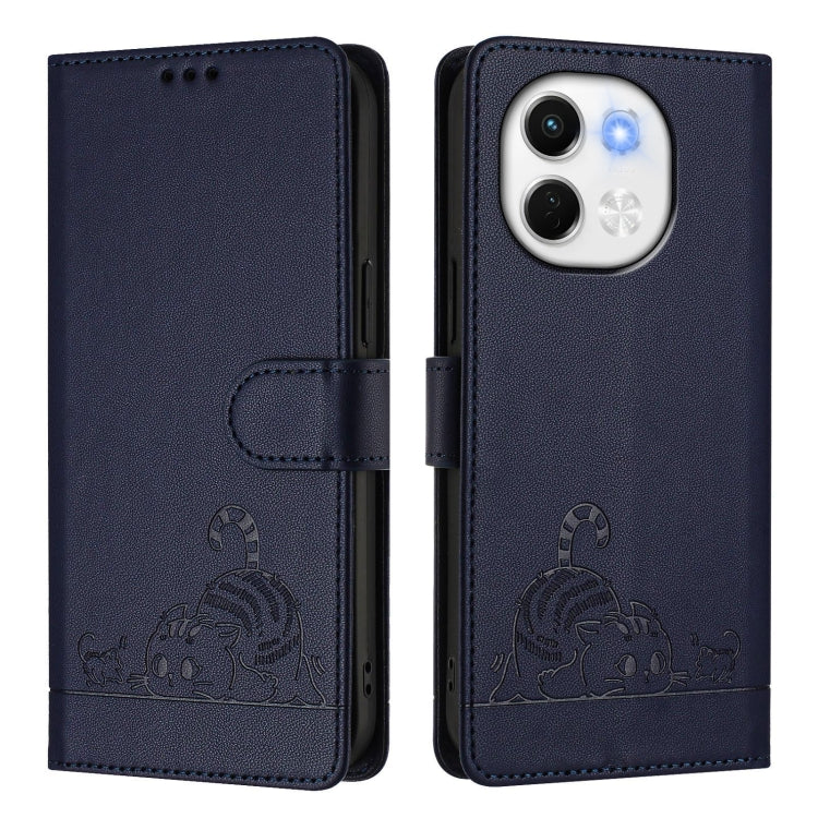 Cat Rat Embossed Pattern RFID Leather Phone Case with Lanyard, For Tecno Camon 50 Pro 4G, For Tecno Camon 50 4G, For Tecno Spark Slim 5G, For Tecno Camon 40 Premier, For Tecno Spark 30C 5G / Pop 9 5G, For Tecno Spark 30 5G                              ...
