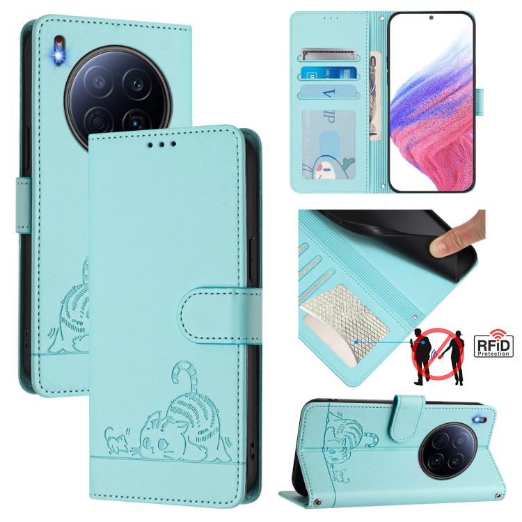 Cat Rat Embossed Pattern RFID Leather Phone Case with Lanyard, For Tecno Camon 50 Pro 4G, For Tecno Camon 50 4G, For Tecno Spark Slim 5G, For Tecno Camon 40 Premier, For Tecno Spark 30C 5G / Pop 9 5G, For Tecno Spark 30 5G                              ...