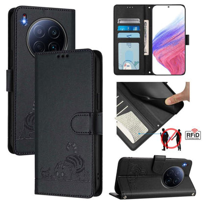 Cat Rat Embossed Pattern RFID Leather Phone Case with Lanyard, For Tecno Camon 50 Pro 4G, For Tecno Camon 50 4G, For Tecno Spark Slim 5G, For Tecno Camon 40 Premier, For Tecno Spark 30C 5G / Pop 9 5G, For Tecno Spark 30 5G                              ...