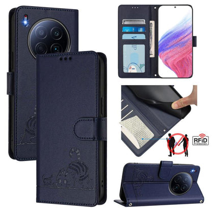 Cat Rat Embossed Pattern RFID Leather Phone Case with Lanyard, For Tecno Camon 50 Pro 4G, For Tecno Camon 50 4G, For Tecno Spark Slim 5G, For Tecno Camon 40 Premier, For Tecno Spark 30C 5G / Pop 9 5G, For Tecno Spark 30 5G                              ...