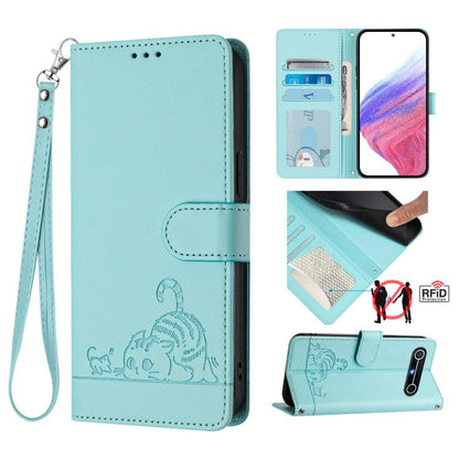 Cat Rat Embossed Pattern RFID Leather Phone Case with Lanyard, For Tecno Camon 50 Pro 4G, For Tecno Camon 50 4G, For Tecno Spark Slim 5G, For Tecno Camon 40 Premier, For Tecno Spark 30C 5G / Pop 9 5G, For Tecno Spark 30 5G                              ...