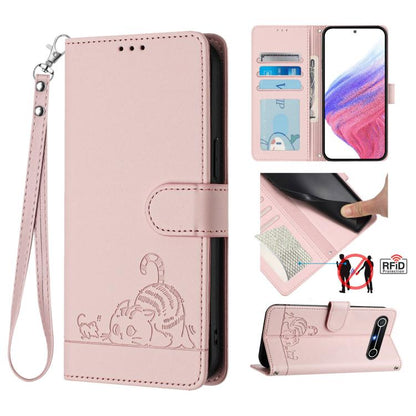 Cat Rat Embossed Pattern RFID Leather Phone Case with Lanyard, For Tecno Camon 50 Pro 4G, For Tecno Camon 50 4G, For Tecno Spark Slim 5G, For Tecno Camon 40 Premier, For Tecno Spark 30C 5G / Pop 9 5G, For Tecno Spark 30 5G                              ...