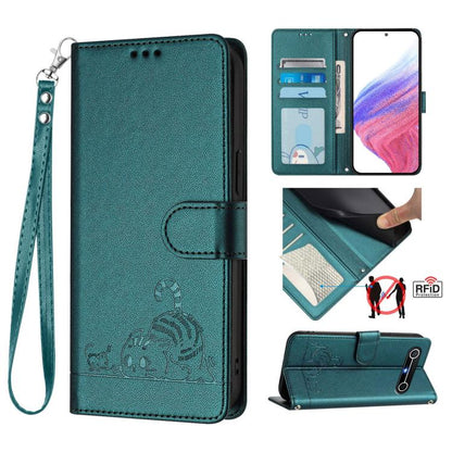 Cat Rat Embossed Pattern RFID Leather Phone Case with Lanyard, For Tecno Camon 50 Pro 4G, For Tecno Camon 50 4G, For Tecno Spark Slim 5G, For Tecno Camon 40 Premier, For Tecno Spark 30C 5G / Pop 9 5G, For Tecno Spark 30 5G                              ...