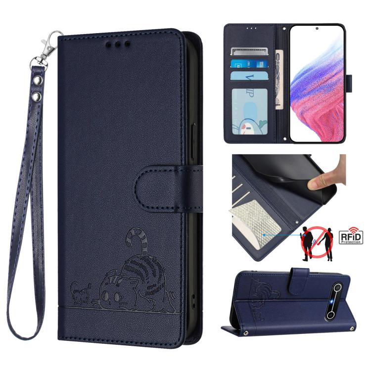 Cat Rat Embossed Pattern RFID Leather Phone Case with Lanyard, For Tecno Camon 50 Pro 4G, For Tecno Camon 50 4G, For Tecno Spark Slim 5G, For Tecno Camon 40 Premier, For Tecno Spark 30C 5G / Pop 9 5G, For Tecno Spark 30 5G                              ...