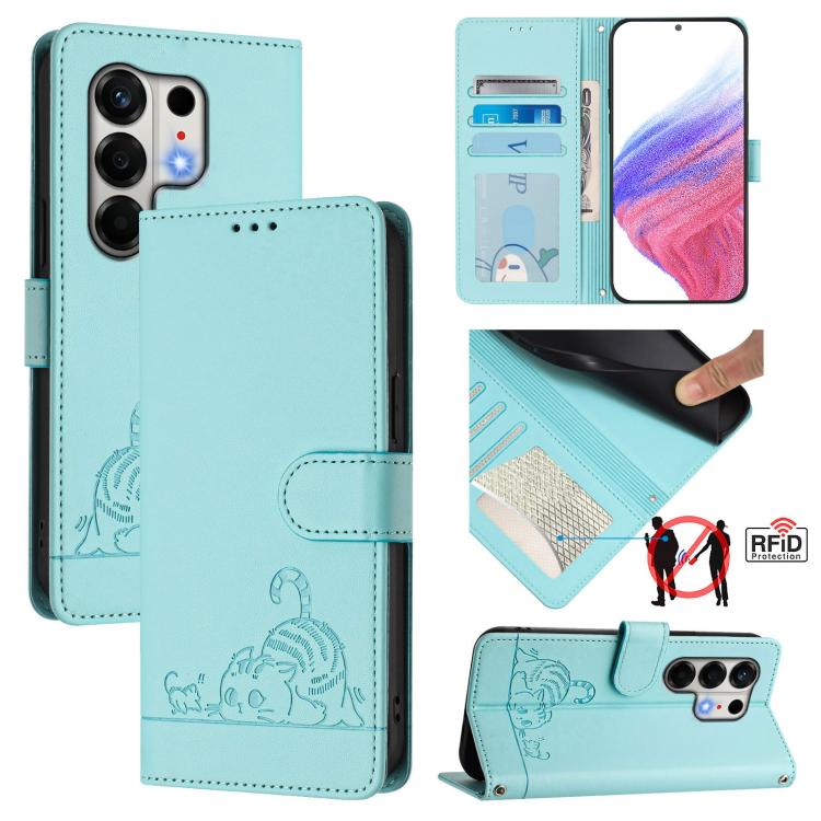 Cat Rat Embossed Pattern RFID Leather Phone Case with Lanyard, For Tecno Camon 50 Pro 4G, For Tecno Camon 50 4G, For Tecno Spark Slim 5G, For Tecno Camon 40 Premier, For Tecno Spark 30C 5G / Pop 9 5G, For Tecno Spark 30 5G                              ...