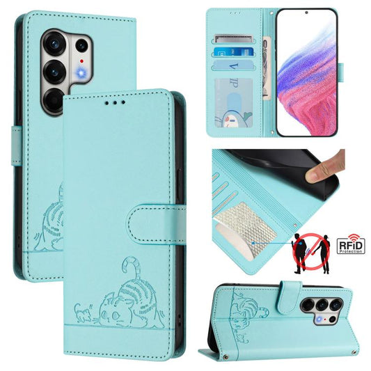 Cat Rat Embossed Pattern RFID Leather Phone Case with Lanyard, For Tecno Camon 50 Pro 4G, For Tecno Camon 50 4G, For Tecno Spark Slim 5G, For Tecno Camon 40 Premier, For Tecno Spark 30C 5G / Pop 9 5G, For Tecno Spark 30 5G