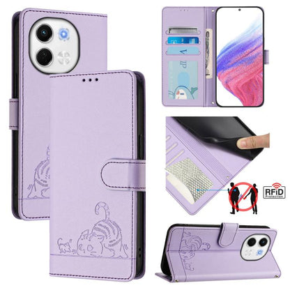 Cat Rat Embossed Pattern RFID Leather Phone Case with Lanyard, For Tecno Camon 50 Pro 4G, For Tecno Camon 50 4G, For Tecno Spark Slim 5G, For Tecno Camon 40 Premier, For Tecno Spark 30C 5G / Pop 9 5G, For Tecno Spark 30 5G                              ...