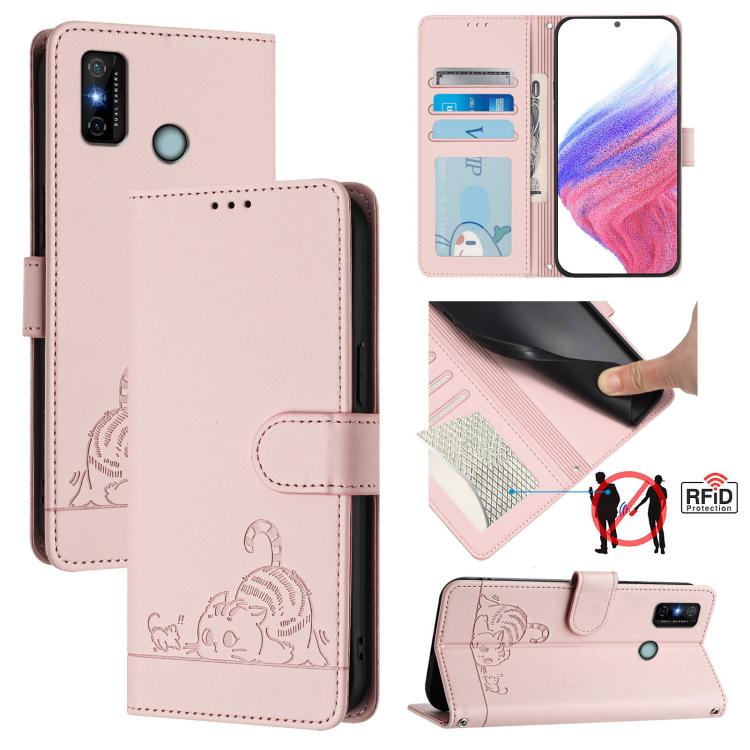 Cat Rat Embossed Pattern RFID Leather Phone Case with Lanyard, For Tecno Spark GO 2023, For Tecno POP 7 / POP 7 Pro, For Tecno Spark 10 5G, For Tecno Spark 10C, For Tecno Spark 10 4G, For Tecno Spark 10 Pro, For Tecno Camon 19 Pro 5G, For Tecno POVA 4 ...