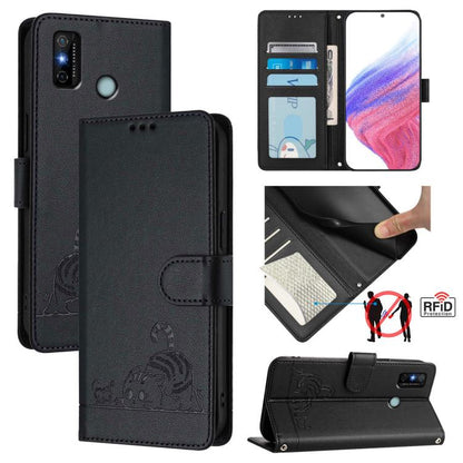 Cat Rat Embossed Pattern RFID Leather Phone Case with Lanyard, For Tecno Spark GO 2023, For Tecno POP 7 / POP 7 Pro, For Tecno Spark 10 5G, For Tecno Spark 10C, For Tecno Spark 10 4G, For Tecno Spark 10 Pro, For Tecno Camon 19 Pro 5G, For Tecno POVA 4 ...
