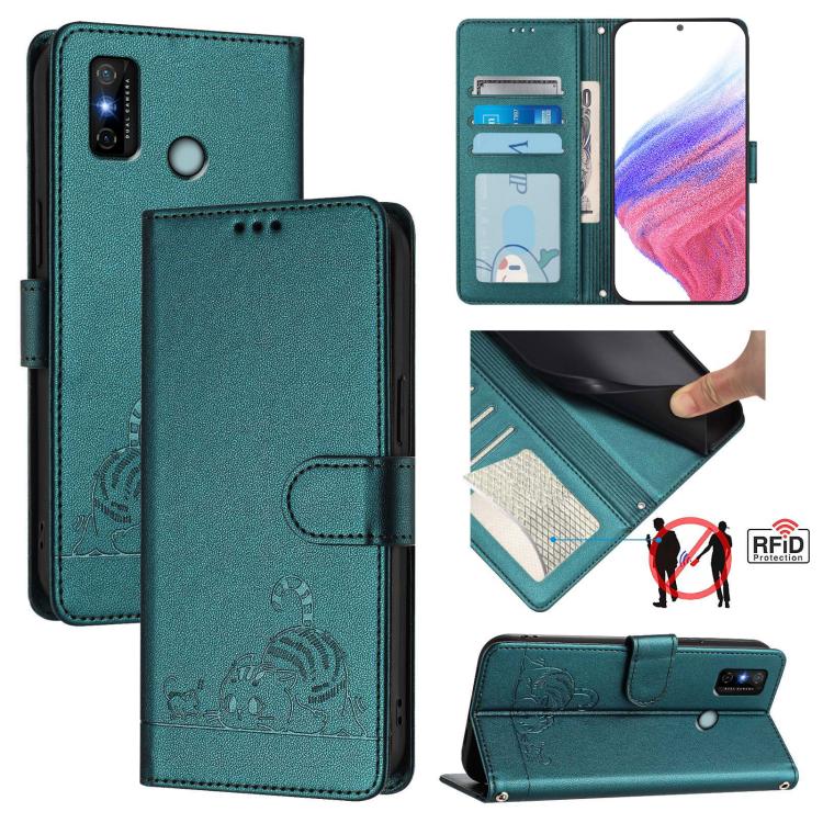 Cat Rat Embossed Pattern RFID Leather Phone Case with Lanyard, For Tecno Spark GO 2023, For Tecno POP 7 / POP 7 Pro, For Tecno Spark 10 5G, For Tecno Spark 10C, For Tecno Spark 10 4G, For Tecno Spark 10 Pro, For Tecno Camon 19 Pro 5G, For Tecno POVA 4 ...