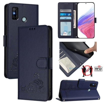 Cat Rat Embossed Pattern RFID Leather Phone Case with Lanyard, For Tecno Spark GO 2023, For Tecno POP 7 / POP 7 Pro, For Tecno Spark 10 5G, For Tecno Spark 10C, For Tecno Spark 10 4G, For Tecno Spark 10 Pro, For Tecno Camon 19 Pro 5G, For Tecno POVA 4 ...