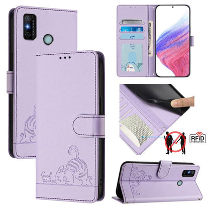 Cat Rat Embossed Pattern RFID Leather Phone Case with Lanyard, For Tecno Spark GO 2023, For Tecno POP 7 / POP 7 Pro, For Tecno Spark 10 5G, For Tecno Spark 10C, For Tecno Spark 10 4G, For Tecno Spark 10 Pro, For Tecno Camon 19 Pro 5G, For Tecno POVA 4 ...