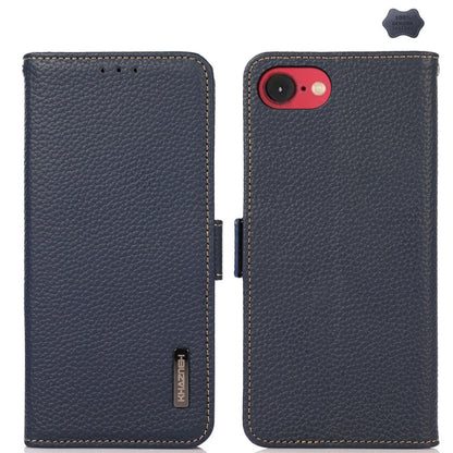 KHAZNEH Side-Magnetic Litchi Genuine Leather RFID Case, For iPhone 16e / 17e, For iPhone 17 Pro Max, For iPhone 17 Pro, For iPhone 17, For iPhone Air, For iPhone 16 Pro Max, For iPhone 16 Pro, For iPhone 16 Plus, For iPhone 16