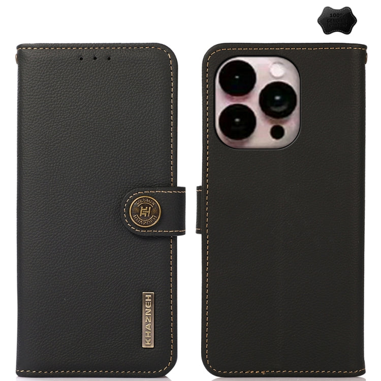 KHAZNEH Custer Genuine Leather RFID Phone Case, For iPhone 16e / 17e, For iPhone 17 Pro Max, For iPhone 17 Pro, For iPhone 17, For iPhone Air, For iPhone 16 Pro Max, For iPhone 16 Pro, For iPhone 16 Plus, For iPhone 16