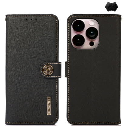 KHAZNEH Custer Genuine Leather RFID Phone Case, For iPhone 16e / 17e, For iPhone 17 Pro Max, For iPhone 17 Pro, For iPhone 17, For iPhone Air, For iPhone 16 Pro Max, For iPhone 16 Pro, For iPhone 16 Plus, For iPhone 16