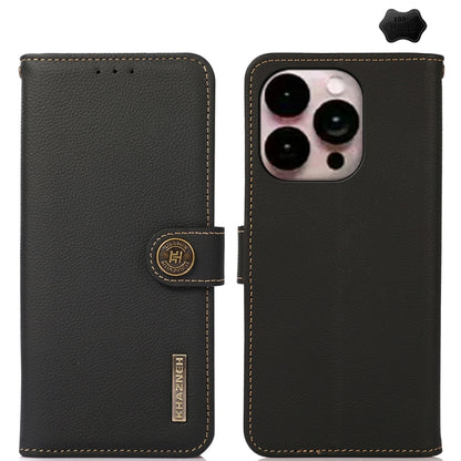 KHAZNEH Custer Genuine Leather RFID Phone Case, For iPhone 16e / 17e, For iPhone 17 Pro Max, For iPhone 17 Pro, For iPhone 17, For iPhone Air, For iPhone 16 Pro Max, For iPhone 16 Pro, For iPhone 16 Plus, For iPhone 16