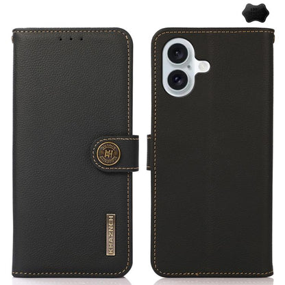 KHAZNEH Custer Genuine Leather RFID Phone Case, For iPhone 16e / 17e, For iPhone 17 Pro Max, For iPhone 17 Pro, For iPhone 17, For iPhone Air, For iPhone 16 Pro Max, For iPhone 16 Pro, For iPhone 16 Plus, For iPhone 16