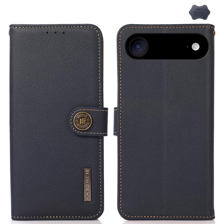 KHAZNEH Custer Genuine Leather RFID Phone Case, For iPhone 16e / 17e, For iPhone 17 Pro Max, For iPhone 17 Pro, For iPhone 17, For iPhone Air, For iPhone 16 Pro Max, For iPhone 16 Pro, For iPhone 16 Plus, For iPhone 16