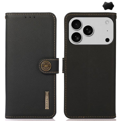 KHAZNEH Custer Genuine Leather RFID Phone Case, For iPhone 16e / 17e, For iPhone 17 Pro Max, For iPhone 17 Pro, For iPhone 17, For iPhone Air, For iPhone 16 Pro Max, For iPhone 16 Pro, For iPhone 16 Plus, For iPhone 16