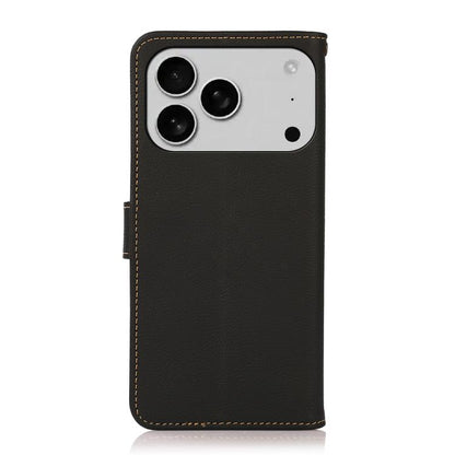 KHAZNEH Custer Genuine Leather RFID Phone Case, For iPhone 18 Pro / 17 Pro, For iPhone 18 Pro Max / 17 Pro Max, For iPhone 16e / 17e, For iPhone 17, For iPhone Air, For iPhone 16 Pro Max, For iPhone 16 Pro, For iPhone 16 Plus, For iPhone 16