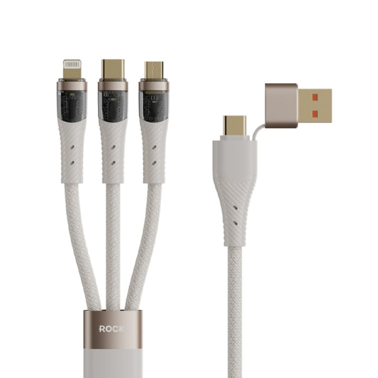 ROCK G20 Two to Three 5A USB+Type-C to 8 Pin+Type-C+Micro USB Fast Charging Data Cable, Length: 1.5m