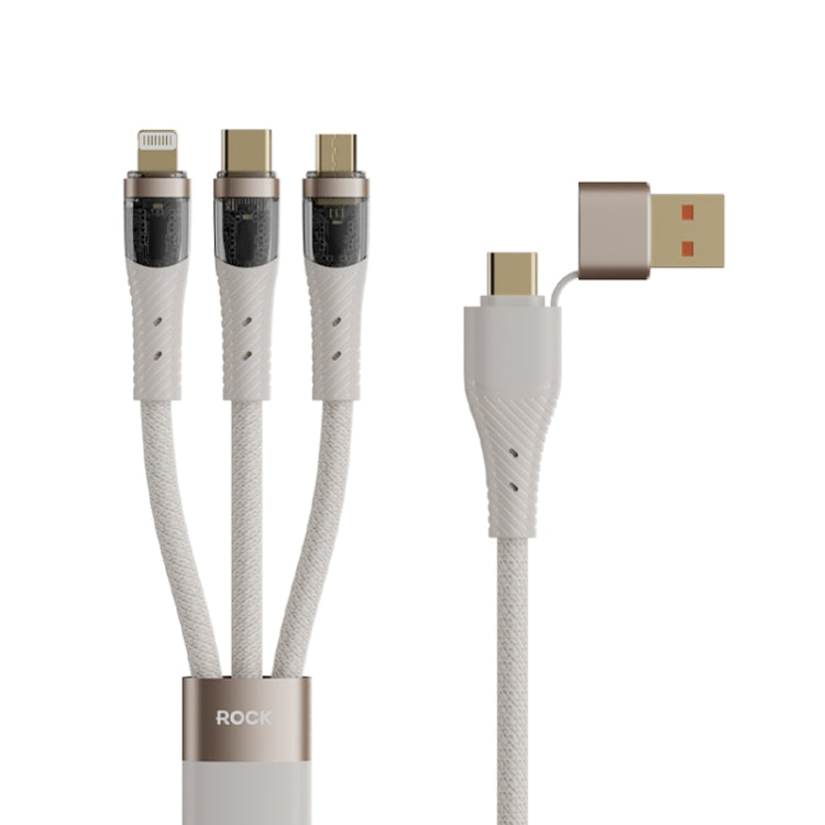 ROCK G20 Two to Three 5A USB+Type-C to 8 Pin+Type-C+Micro USB Fast Charging Data Cable, Length: 1.5m, G20, 2 to 3