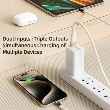 ROCK G20 Two to Three 5A USB+Type-C to 8 Pin+Type-C+Micro USB Fast Charging Data Cable, Length: 1.5m, 2 to 3