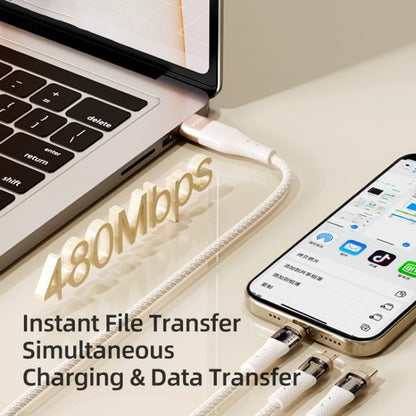 ROCK G20 Two to Three 5A USB+Type-C to 8 Pin+Type-C+Micro USB Fast Charging Data Cable, Length: 1.5m, 2 to 3