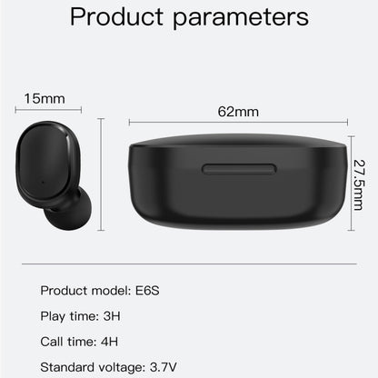 E6S LED Display TWS Wireless Bluetooth Earphone, E6S (White), E6S (Pink), E6S (Blue), E6S (Green)