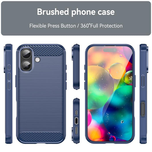 Brushed Texture Carbon Fiber TPU Phone Case, For iPhone 18, For iPhone 18 Pro, For iPhone 18 Pro Max, For iPhone 17e / 16e, For iPhone 17 Pro Max, For iPhone 17 Pro, For iPhone 17, For iPhone Air, For iPhone 16 Pro Max, For iPhone 16 Pro               ...