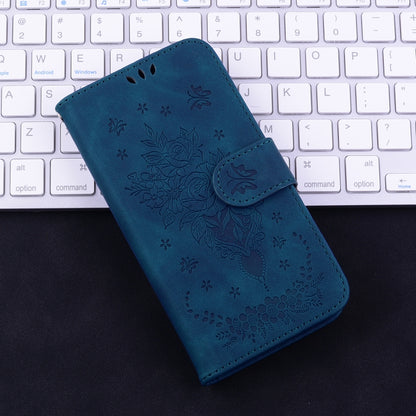 Butterfly Rose Embossed Leather Phone Case, For iPhone 17e / 16e, For iPhone 17 Pro Max, For iPhone 17 Pro, For iPhone 17, For iPhone Air, For iPhone 16 Pro Max, For iPhone 16 Pro, For iPhone 16 Plus, For iPhone 16