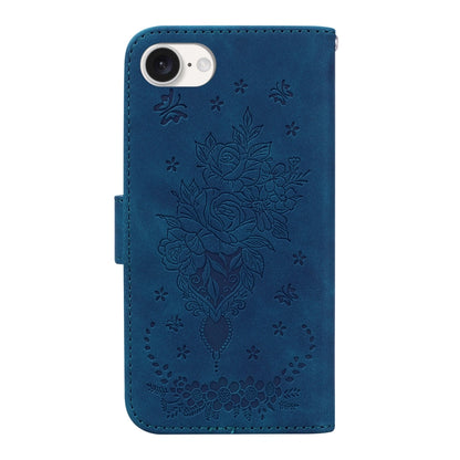 Butterfly Rose Embossed Leather Phone Case, For iPhone 17e / 16e, For iPhone 17 Pro Max, For iPhone 17 Pro, For iPhone 17, For iPhone Air, For iPhone 16 Pro Max, For iPhone 16 Pro, For iPhone 16 Plus, For iPhone 16