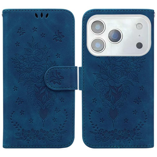 Butterfly Rose Embossed Leather Phone Case, For iPhone 18 Pro / 17 Pro, For iPhone 18 Pro Max / 17 Pro Max, For iPhone 17e / 16e, For iPhone 17, For iPhone Air, For iPhone 16 Pro Max, For iPhone 16 Pro, For iPhone 16 Plus, For iPhone 16
