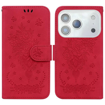 Butterfly Rose Embossed Leather Phone Case, For iPhone 17e / 16e, For iPhone 17 Pro Max, For iPhone 17 Pro, For iPhone 17, For iPhone Air, For iPhone 16 Pro Max, For iPhone 16 Pro, For iPhone 16 Plus, For iPhone 16