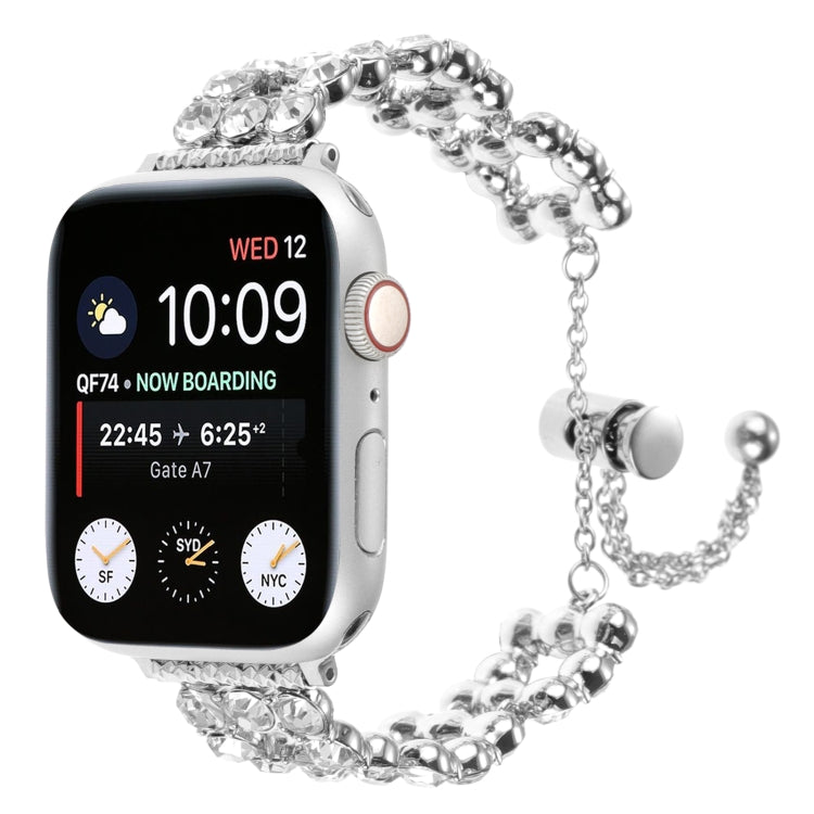 Rhinestone Metal Bracelet Watch Band, For Apple Watch SE 2023 44mm, For Apple Watch SE 2023 40mm, For Apple Watch Ultra 2 49mm, For Apple Watch Series 9 45mm, For Apple Watch Series 9 41mm, For Apple Watch Ultra 49mm, For Apple Watch Series 8 41mm     ...