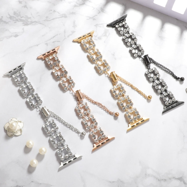 Rhinestone Metal Bracelet Watch Band, For Apple Watch SE 2023 44mm, For Apple Watch SE 2023 40mm, For Apple Watch Ultra 2 49mm, For Apple Watch Series 9 45mm, For Apple Watch Series 9 41mm, For Apple Watch Ultra 49mm, For Apple Watch Series 8 41mm     ...