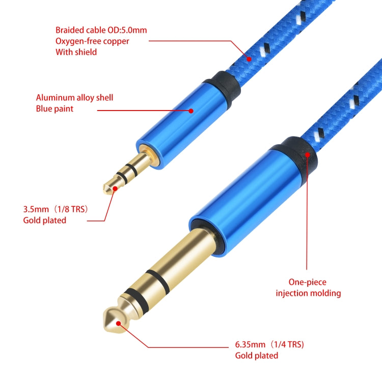 3662-3662BK 3.5mm Male to 6.35mm Male Stereo Amplifier Audio Cable, 1m, 2m, 3m