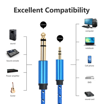 3662-3662BK 3.5mm Male to 6.35mm Male Stereo Amplifier Audio Cable, 1m, 2m, 3m