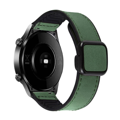 Crazy Horse Texture Fold Magnetic Buckle Leather Silicone Watch Band, 20mm, 22mm