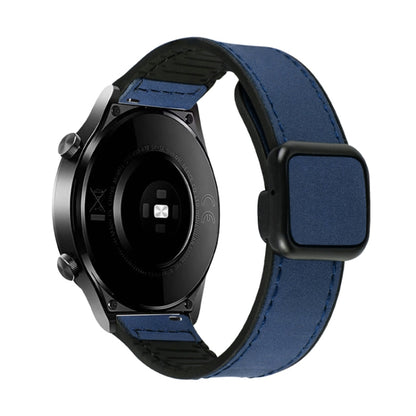 Crazy Horse Texture Fold Magnetic Buckle Leather Silicone Watch Band, 20mm, 22mm
