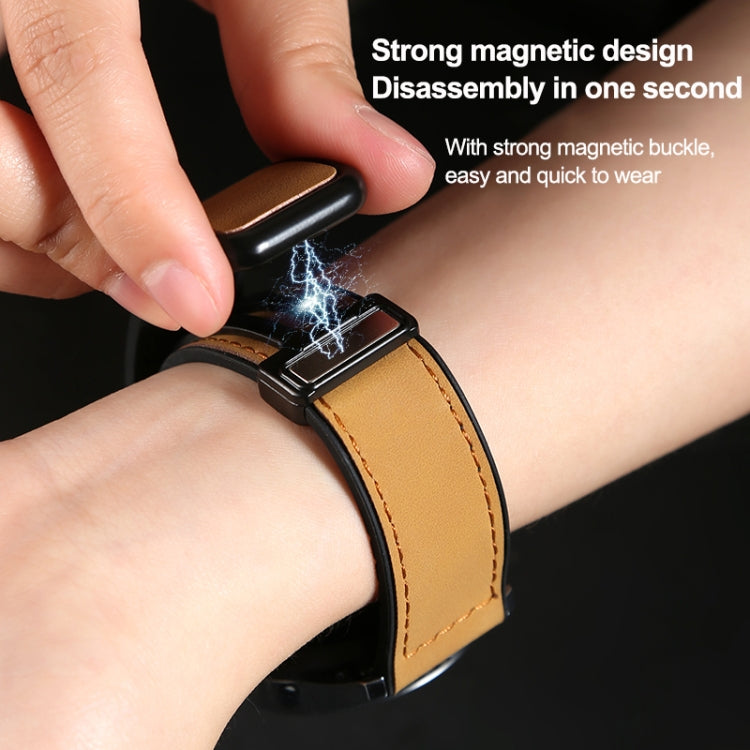Crazy Horse Texture Fold Magnetic Buckle Leather Silicone Watch Band, 20mm, 22mm