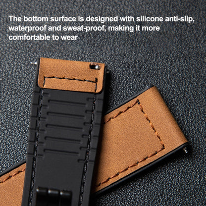 Crazy Horse Texture Fold Magnetic Buckle Leather Silicone Watch Band, 20mm, 22mm
