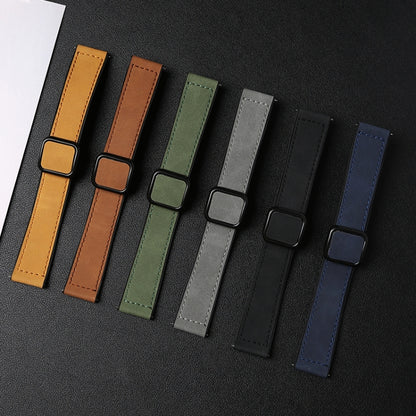 Crazy Horse Texture Fold Magnetic Buckle Leather Silicone Watch Band, 20mm, 22mm
