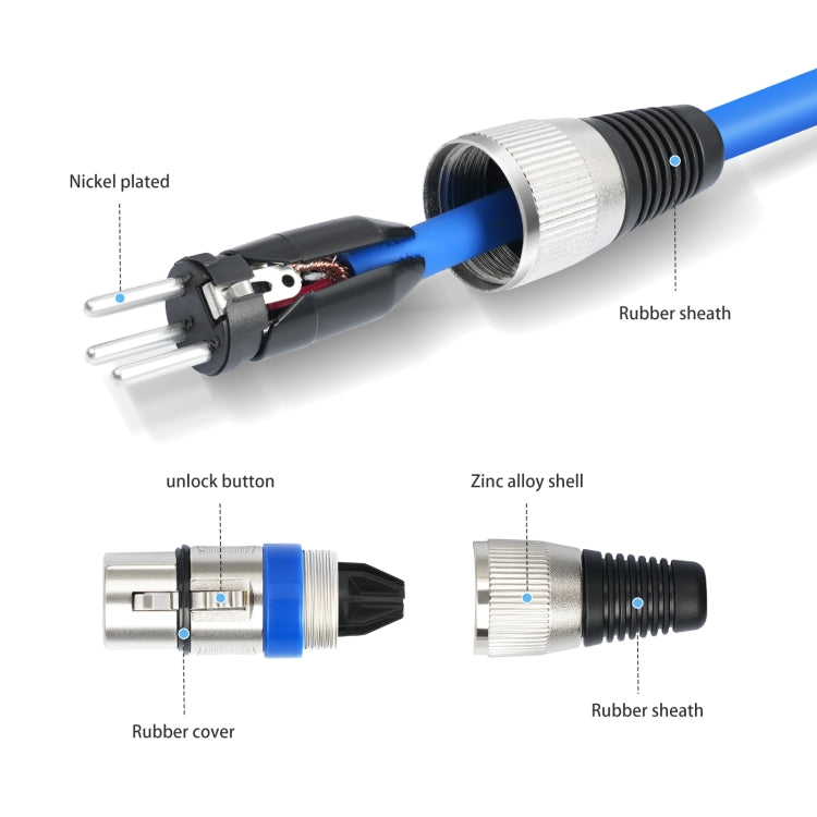 10pcs / Set XLR 3pin Male to Female Audio Cable, Length: 1m